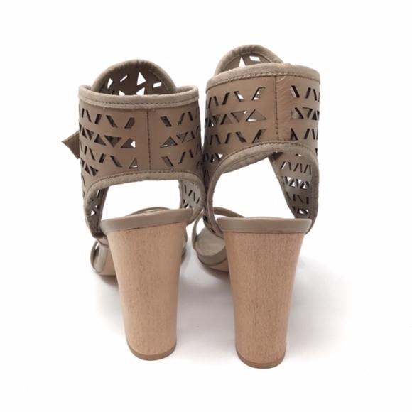 Charles David Taupe Leather Laser Cut Juno Sandals - Picture 5 of 8